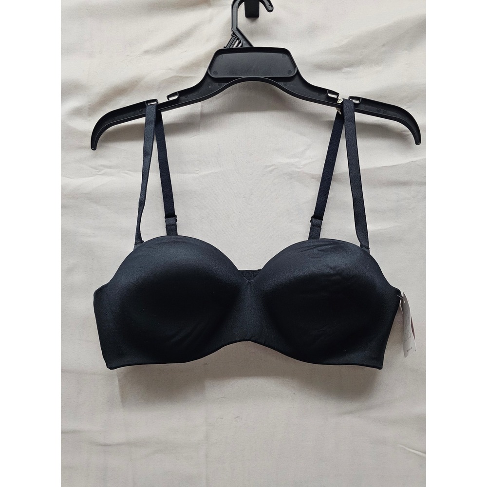 Auden Womens Push-Up Strapless Bra Black Nylon Blend Casual Size 38B
